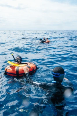 freedivers at the buoy 